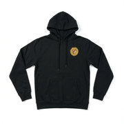 Buc-ee’s black Sunflower Hoodie with a drawstring hood, kangaroo pocket, and a small sunflower chest logo with the beaver in the center