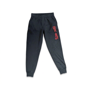 Buc-ee’s black bling sweatpants with sparkly red “Buc-ee’s” lettering down the leg, an elastic waistband, and cuffed ankles