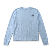 Buc-ee’s blue long sleeve lounge shirt with a crewneck, ribbed cuffs, and a small beaver logo on the chest