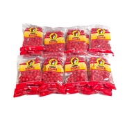 Buc-ee’s Cherry Sours, a case of 32 clear 12 oz bags of round red sour candies for candy buffets and party favors