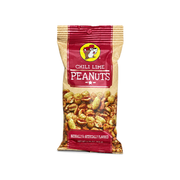 2.25 oz bag of Buc-ee's Chili Lime Peanuts in red and tan packaging, on white