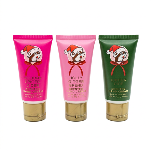 Buc-ee’s Christmas Luxury Hand Creams 3 Pack in Holiday Spiced Cider, Jolly Gingerbread, and Winter Pine, 1.69 fl oz each