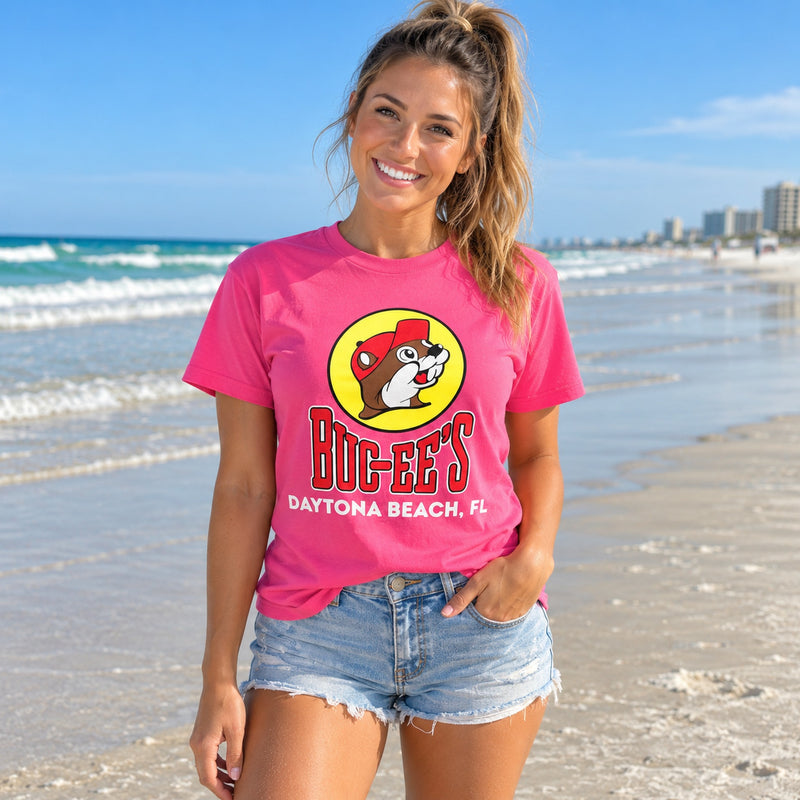 Buc-ee's Pink Daytona Beach Florida Location Shirt