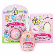 Buc-ee's Easter bath set with Cotton Candy bath bomb, Cotton Candy shower steamer, and Grapefruit Nectarine egg soap sponge