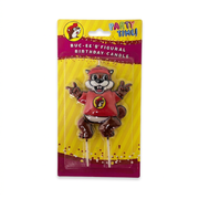 Buc-ee’s Figural Birthday Candle shaped like the full-body beaver mascot in a red shirt, in Party Time!