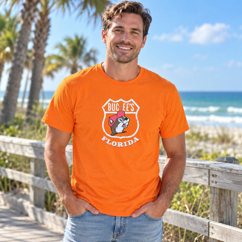 Buc-ee's Florida License Plate Orange Shirt