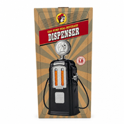 Buc-ee's Gas Pump Dual Beverage Dispenser in its retail box, a black retro gas pump design that holds 1.8 liters
