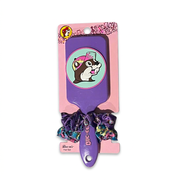 Buc-ee’s purple hair set with a tie-dye cap beaver paddle brush and two printed scrunchies in purple and pastel