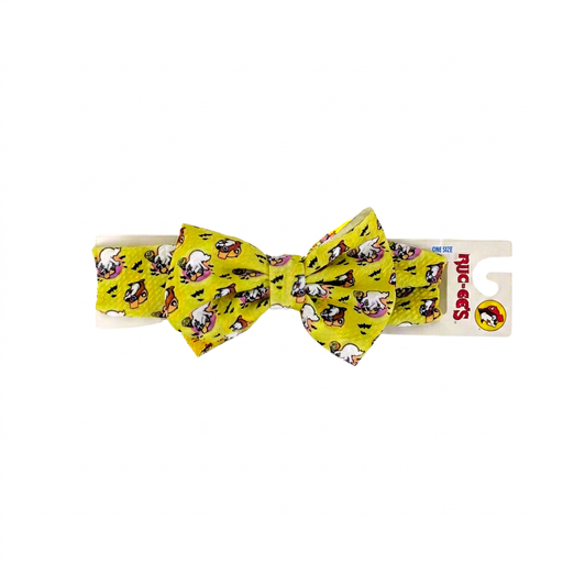 Buc-ee’s Halloween bow headband in yellow with a beaver, ghost and bat print, one size