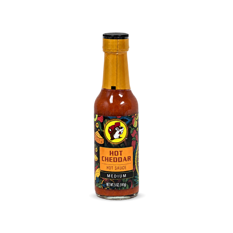 Buc-ee's Hot Cheddar Hot Sauce, Medium, 5 oz bottle