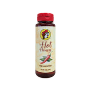 Buc-ee's Hot Honey raw and unfiltered 12 oz squeeze bottle, front view