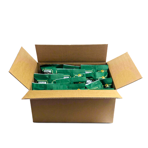 Buc-ee’s Nug-ees White Cheddar Habanero case, with green 5 oz bags packed in an open cardboard shipping box