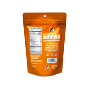 Back of Buc-ee’s Nutty Bites Salted Caramel Cashew Almond pouch showing nutrition facts, ingredients and Non-GMO label