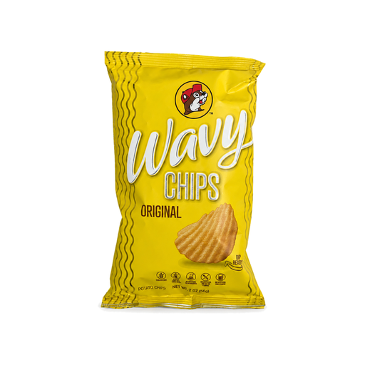 2 oz yellow bag of Buc-ee's Original Wavy Chips
