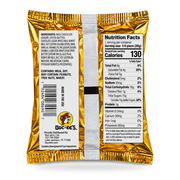 Back of Buc-ee’s OverBite Milk Chocolate Caramel showing nutrition facts, ingredients, and allergens: milk, soy