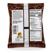 Back of Buc-ee’s OverBite Milk Chocolate Truffle showing nutrition facts, ingredients, and allergens: milk, peanuts, soy
