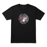 Buc-ee’s Put a Spell on Me Halloween T-shirt in black with beaver in purple cap on spiderweb graphic