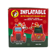 Buc-ee’s Santa in a Truck Yard Inflatable box side with front and back views of the truck grille and gift sack