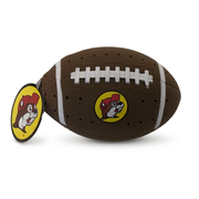 Buc-ee’s Splash Ball in brown football style with white laces, small holes, and the yellow beaver logo