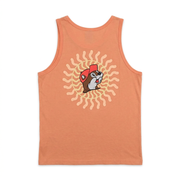 Buc-ee’s Sun Logo Tank Top with a large beaver mascot inside a wavy pastel sunburst