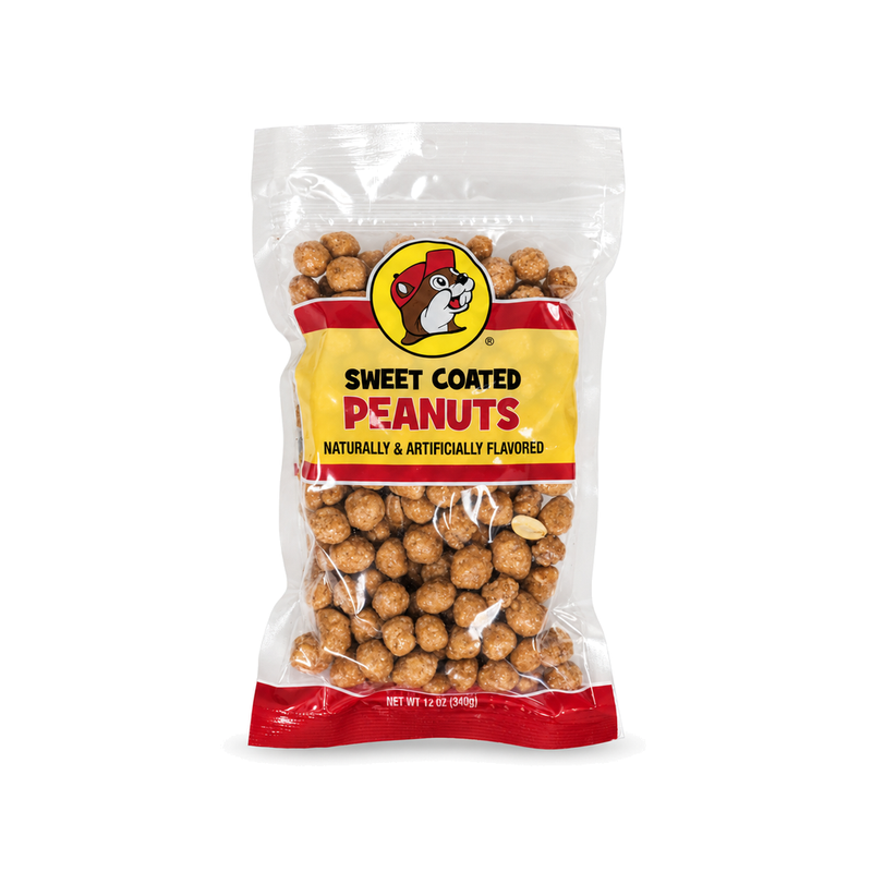 12 oz clear bag of Buc-ee's Sweet Coated Peanuts