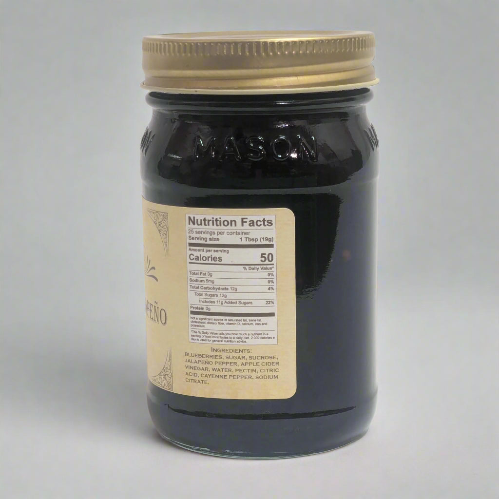 nutrition facts for blueberry jalapeno jam from Buc-ee's