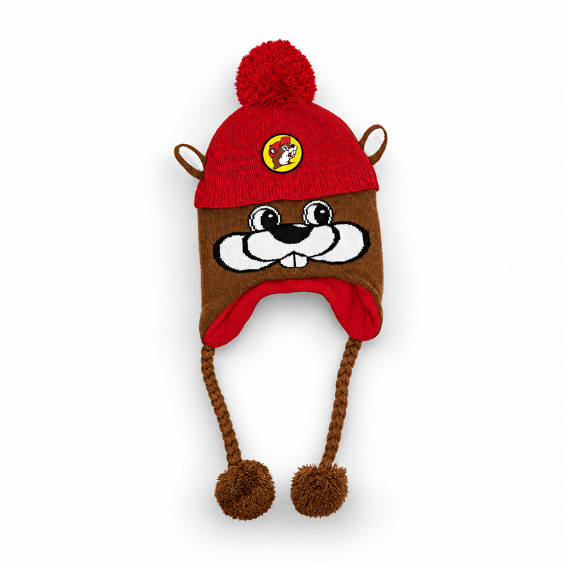 Buc-ee's Youth Beaver Face Earflap Beanie