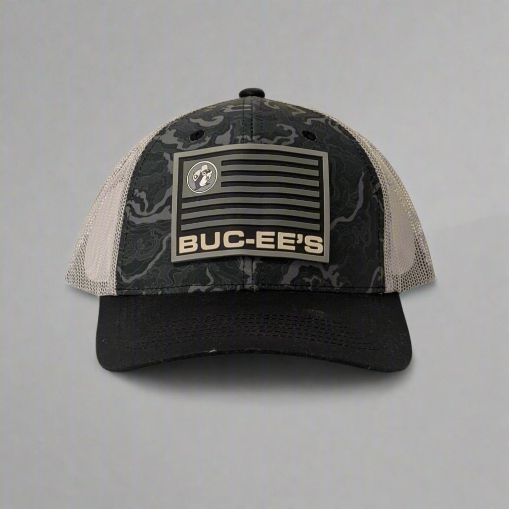 Buc-ee's Rubber Patch Gray Camo Trucker Hat — Texas Snax