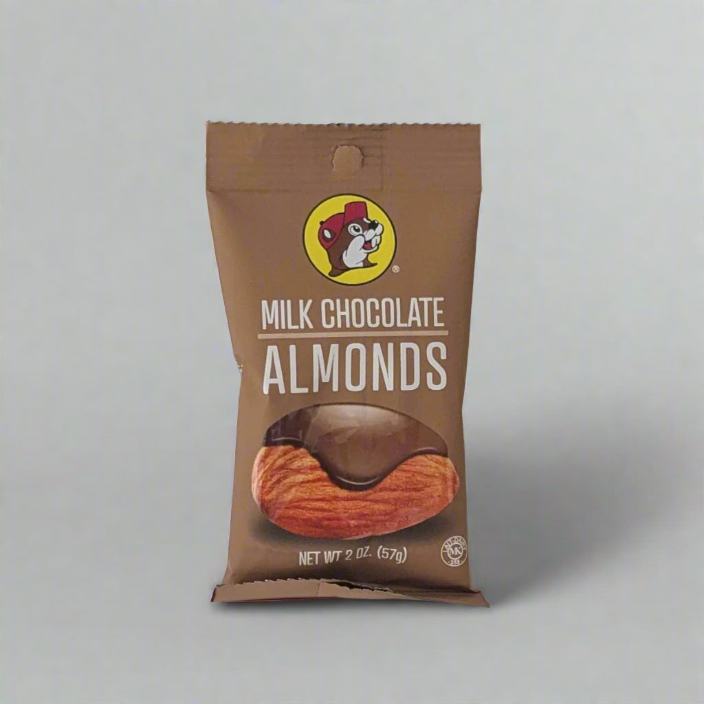 2oz bag of milk chocolate almonds from Buc-ee's