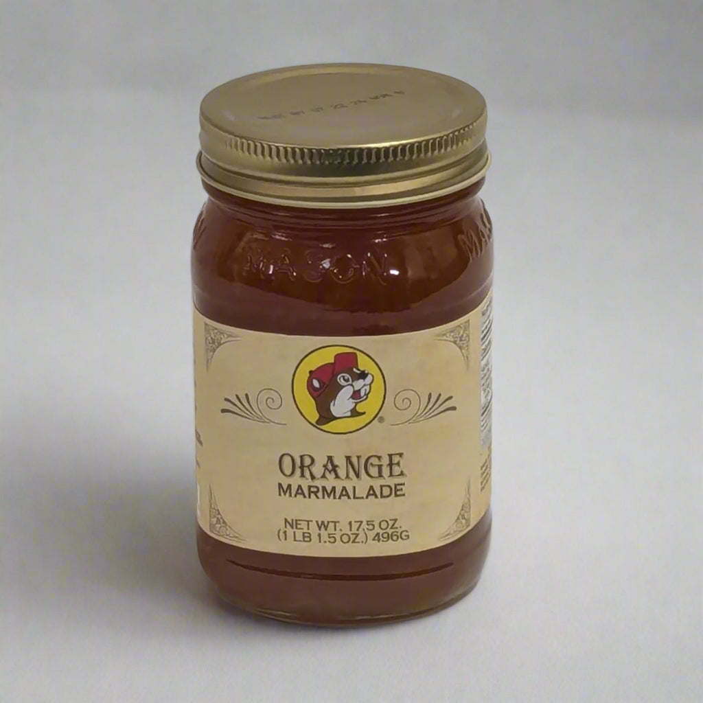 a 17.5 oz jar of orange marmalade from Buc-ee's