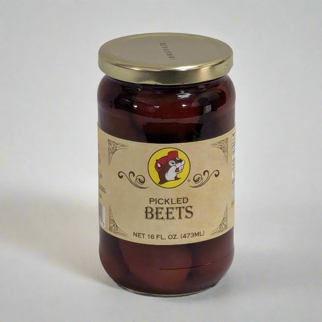 a 16 oz jar of pickled beets from Buc-ee's