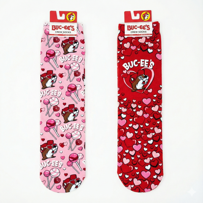 Buc-ee's Valentine Crew Socks