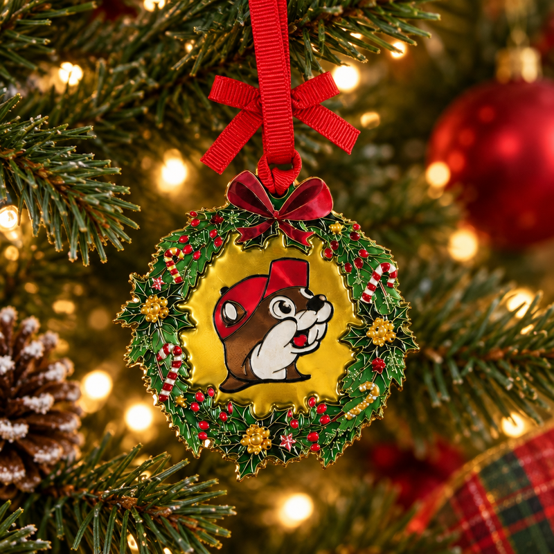 Buc-ee's Christmas Wreath Foil Ornaments
