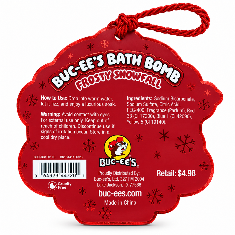 Buc-ee's Christmas Bath Bomb - Frosty Snowfall