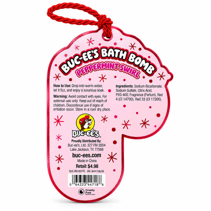 Buc-ee's Christmas Bath Bomb - Peppermint Swirl
