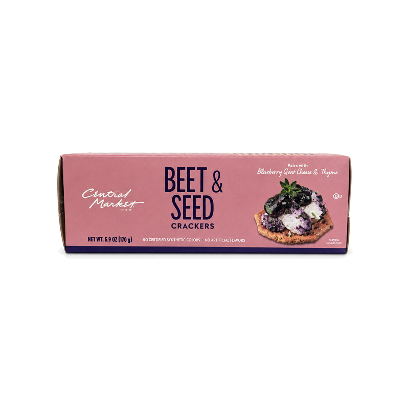 Central Market Beet & Seed crackers 5.9 oz pink box