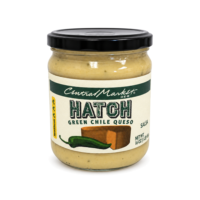 16 oz jar of Central Market Hatch Green Chile Queso, Medium