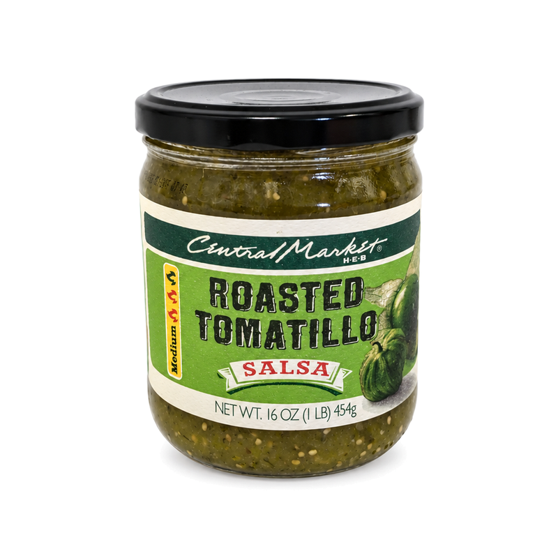 16 oz jar of Central Market Roasted Tomatillo Salsa, Medium