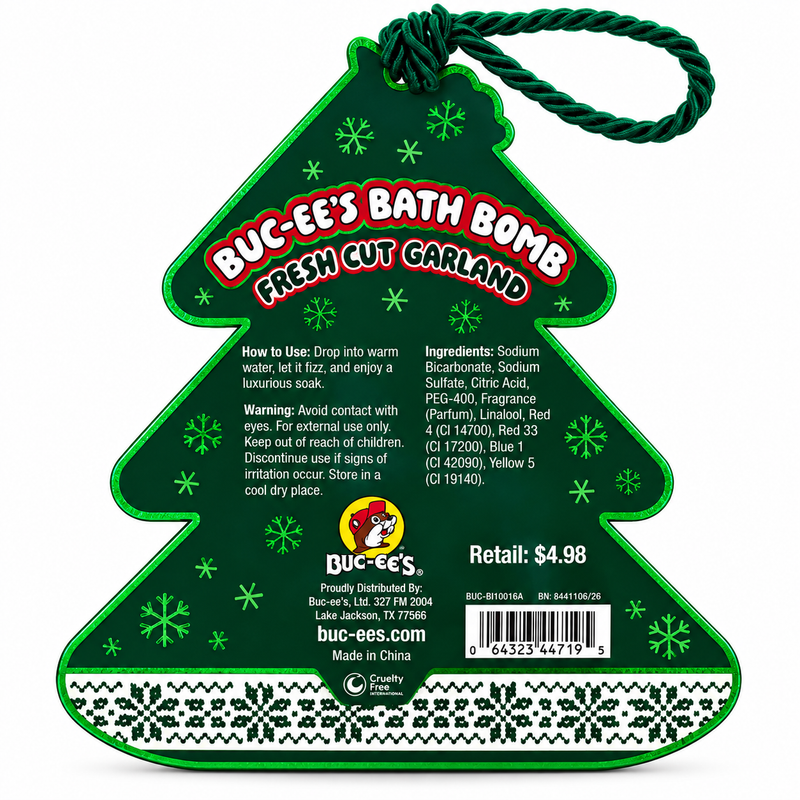 Buc-ee's Christmas Bath Bomb - Fresh Cut Garland