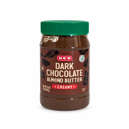 16 oz jar of H-E-B Dark Chocolate creamy almond butter