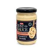 Jar of H-E-B Just the Sauce Carbonara pasta sauce