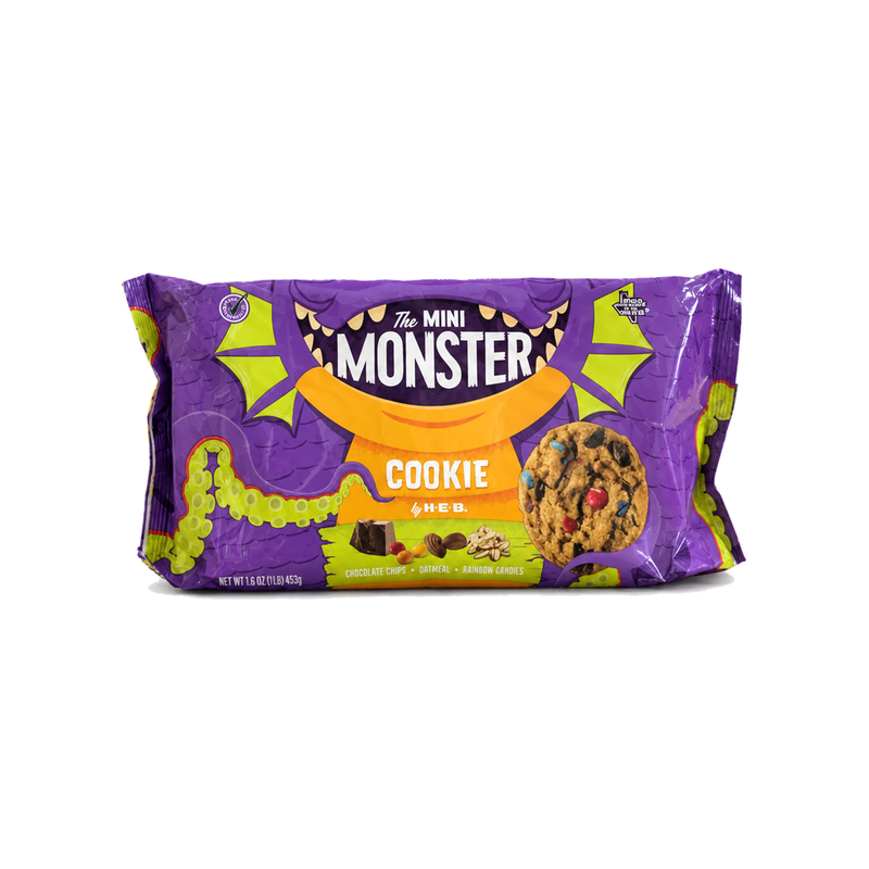 1 lb bag of H-E-B The Mini Monster Cookie on white