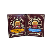 H-E-B Original and Buttermilk pancake and waffle mix boxes