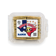 Hobi's Bites Ranch seasoned crackers in a clear clamshell container, top view