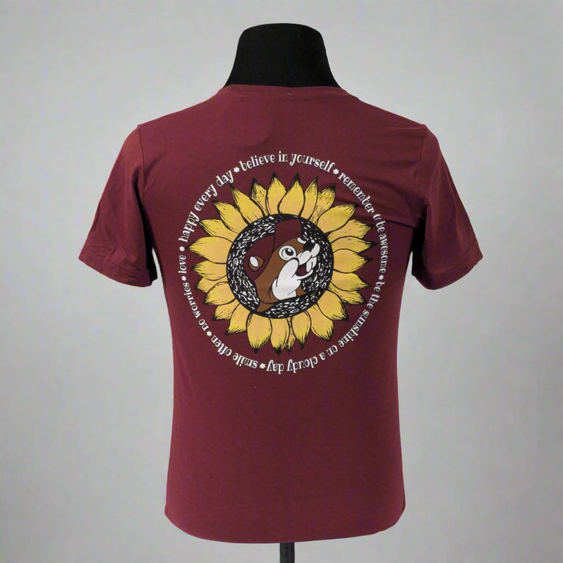 Buc-ee's Youth "Sunflower Positivity" Maroon T-Shirt