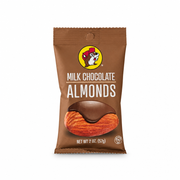 Brown snack pouch of Buc-ee's Milk Chocolate Almonds