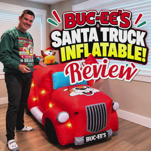 Buc-ee’s Santa in a Truck Yard Inflatable unboxing and review, showcasing the Christmas yard decoration and its design.