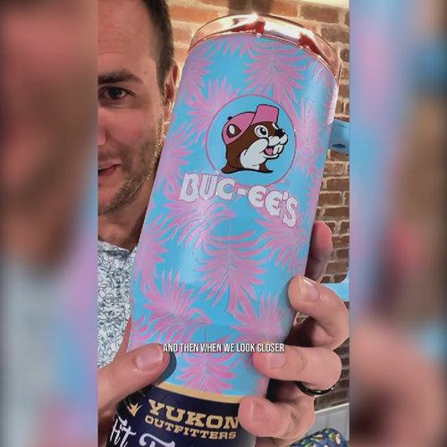 Pink Palm Fit Forty Pro tumbler review highlighting its tropical palm design, triple-insulated stainless steel construction, and drinkware features.