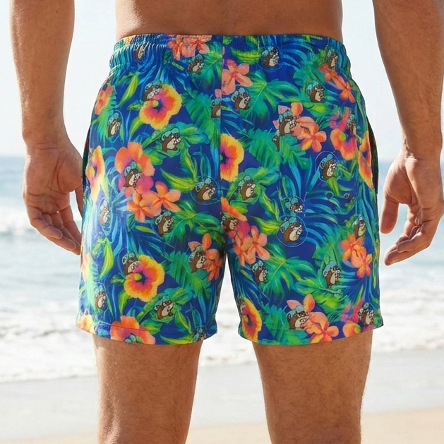 Buc-ee's Tropical Floral Swim Shorts