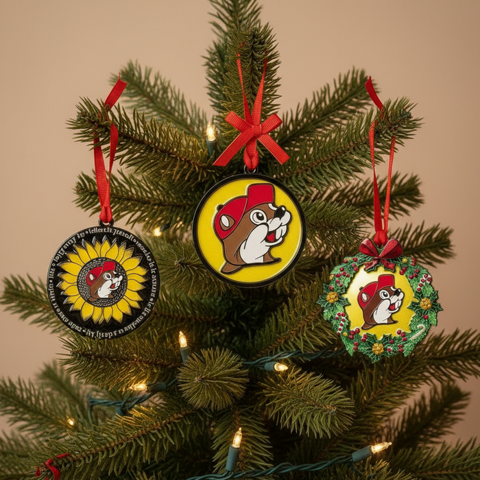 Buc-ee's Christmas Disc Foil Ornaments